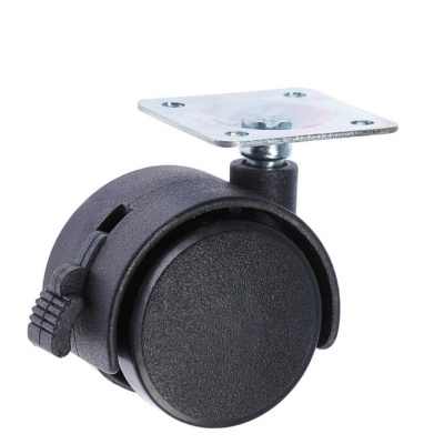 Опора колесная d=50 с тормозом  на 40кг  ПЛАСТИК (011-000091)