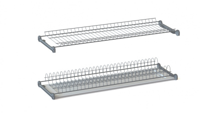 Посудосушитель с рамкой (2 решетки+поддон) в шкаф на 600 мм, порошок, цвет серебристый