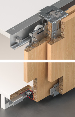 Slido F-Li42 50А компл.для 2 дверей,16-22мм с амортизат.с одной стороны