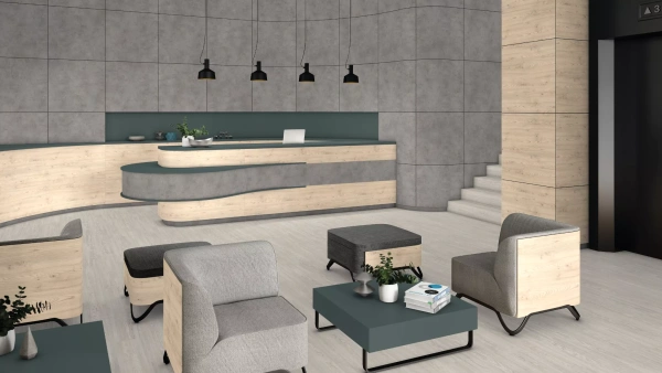 ЛДСП 16 мм F186 Бетон Чикаго светло-серый 2800*2070 ST9